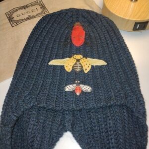 Gucci Knit Hat (Unisex) with Insect Embroidery